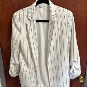 Bershka Black and White Striped Blazer